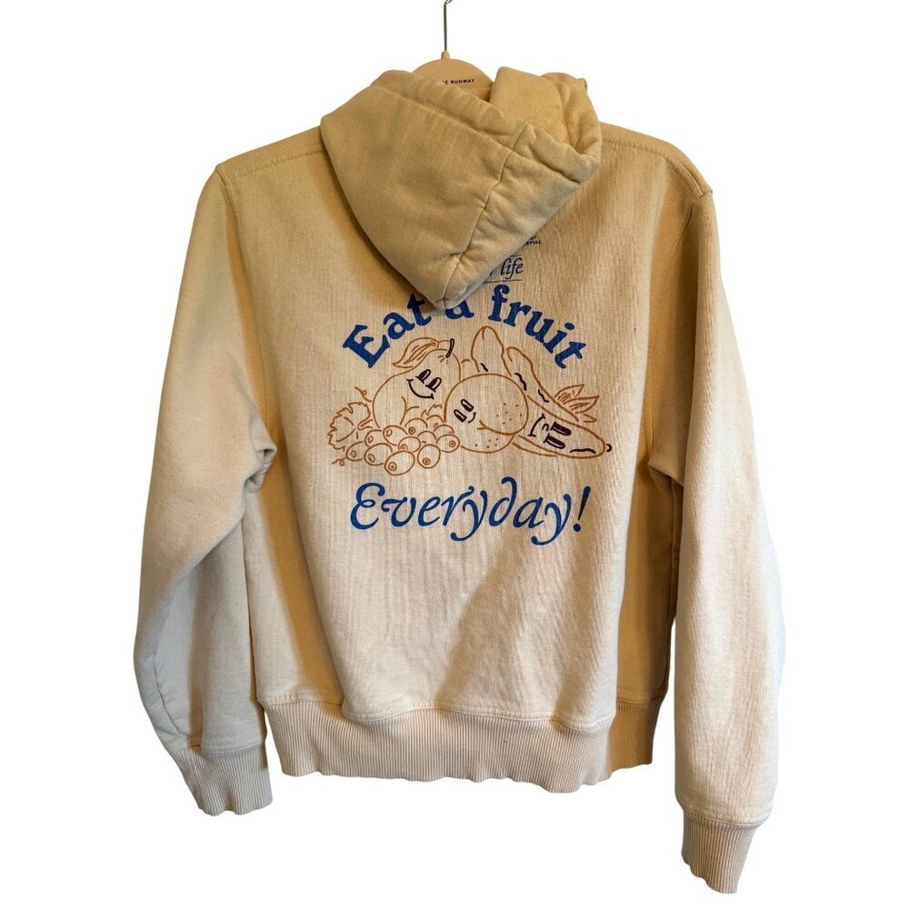 Carne Bollente Beige Organic Cotton Hoodie "Eat A Fruit Everyday" Graphic Size M